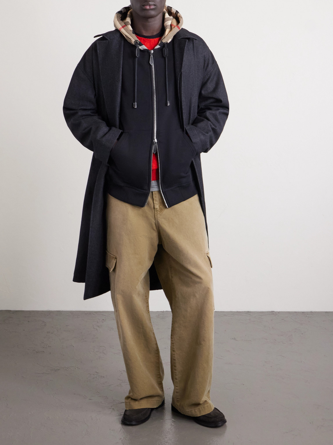 Checked Cotton-Jersey Zip-Up Hoodie