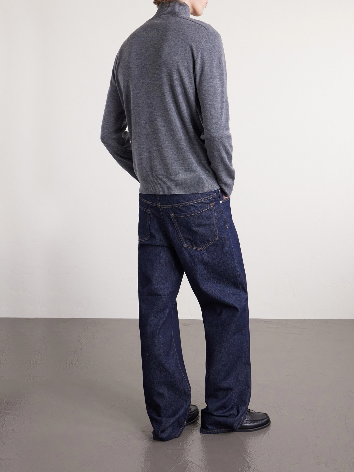  Burberry - Checked Wool Half-zip Sweater - Men - Gray - M 