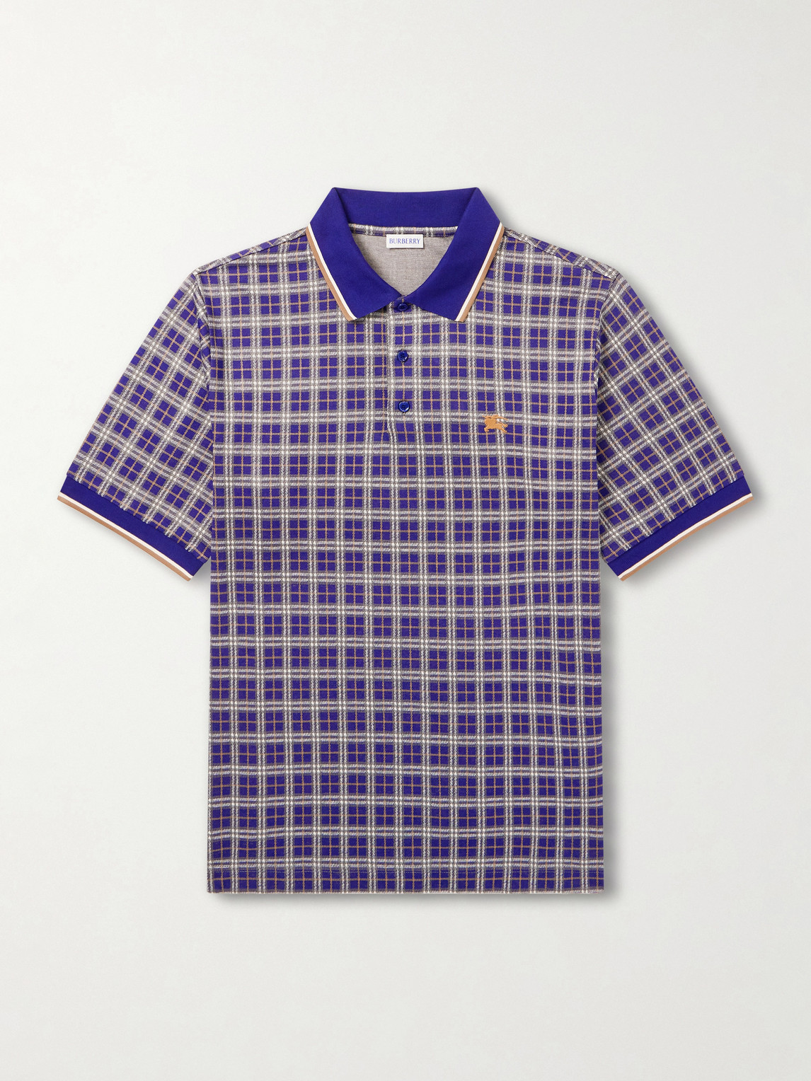 Burberry Logo-Embroidered Checked Jacquard Polo Shirt - Men