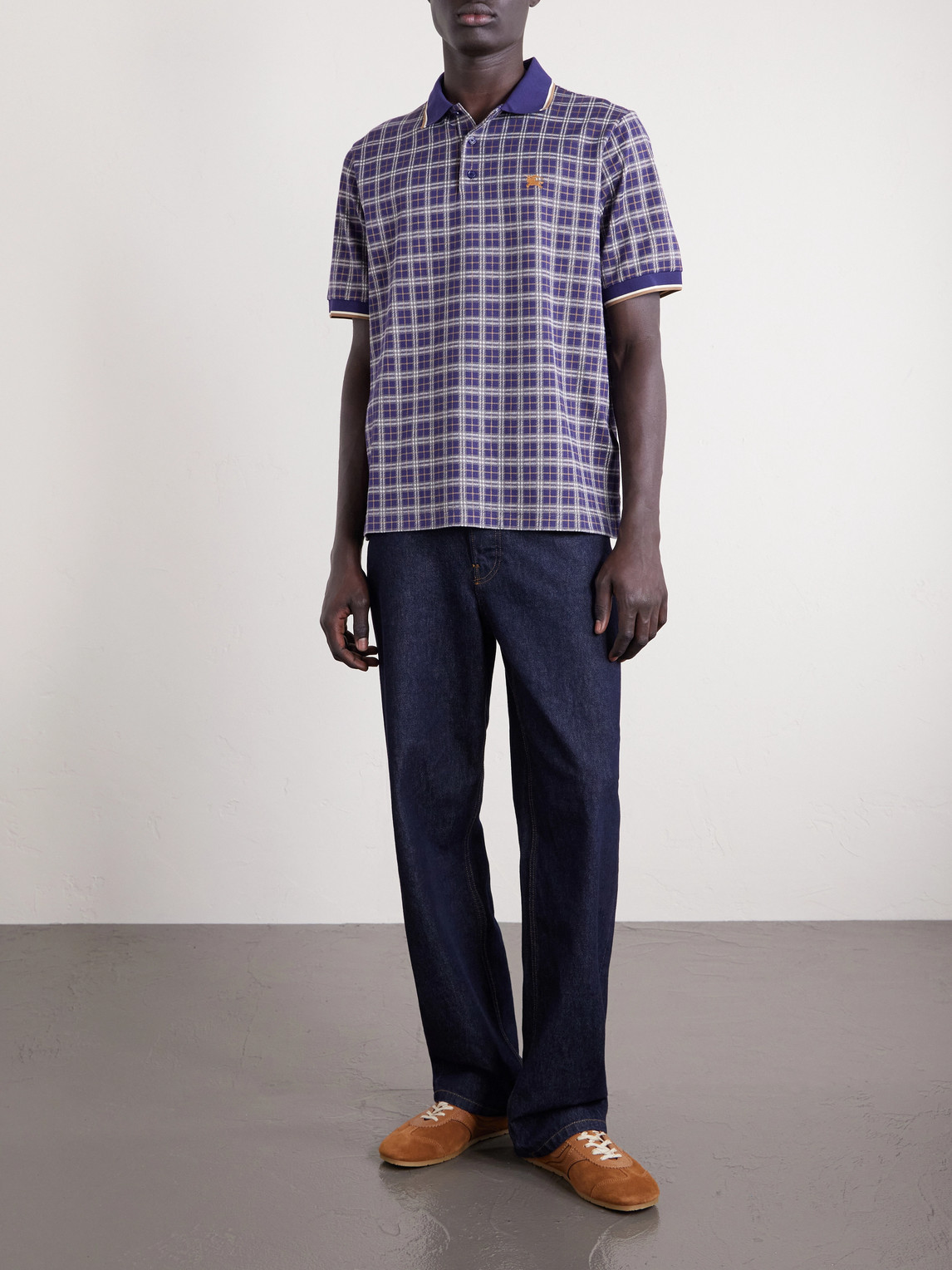 Logo-Embroidered Checked Polo Shirt