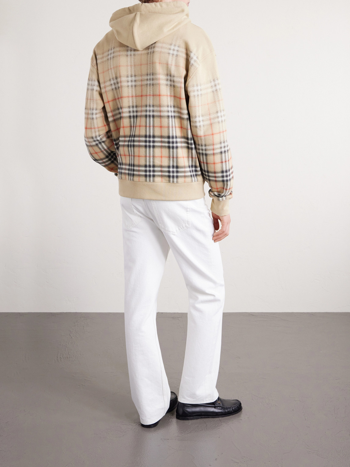  Burberry - Checked Cotton-jersey Hoodie - Men - Neutrals - L 
