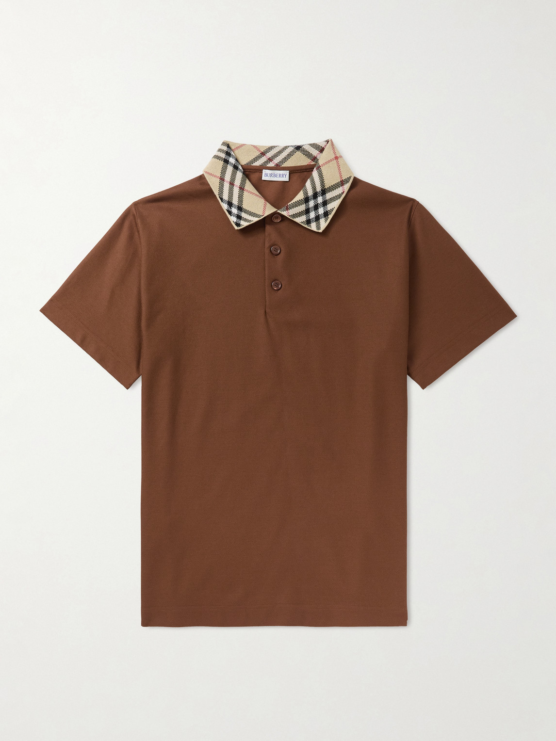 Burberry Evan Check Collar Cotton-Piqué Polo Shirten