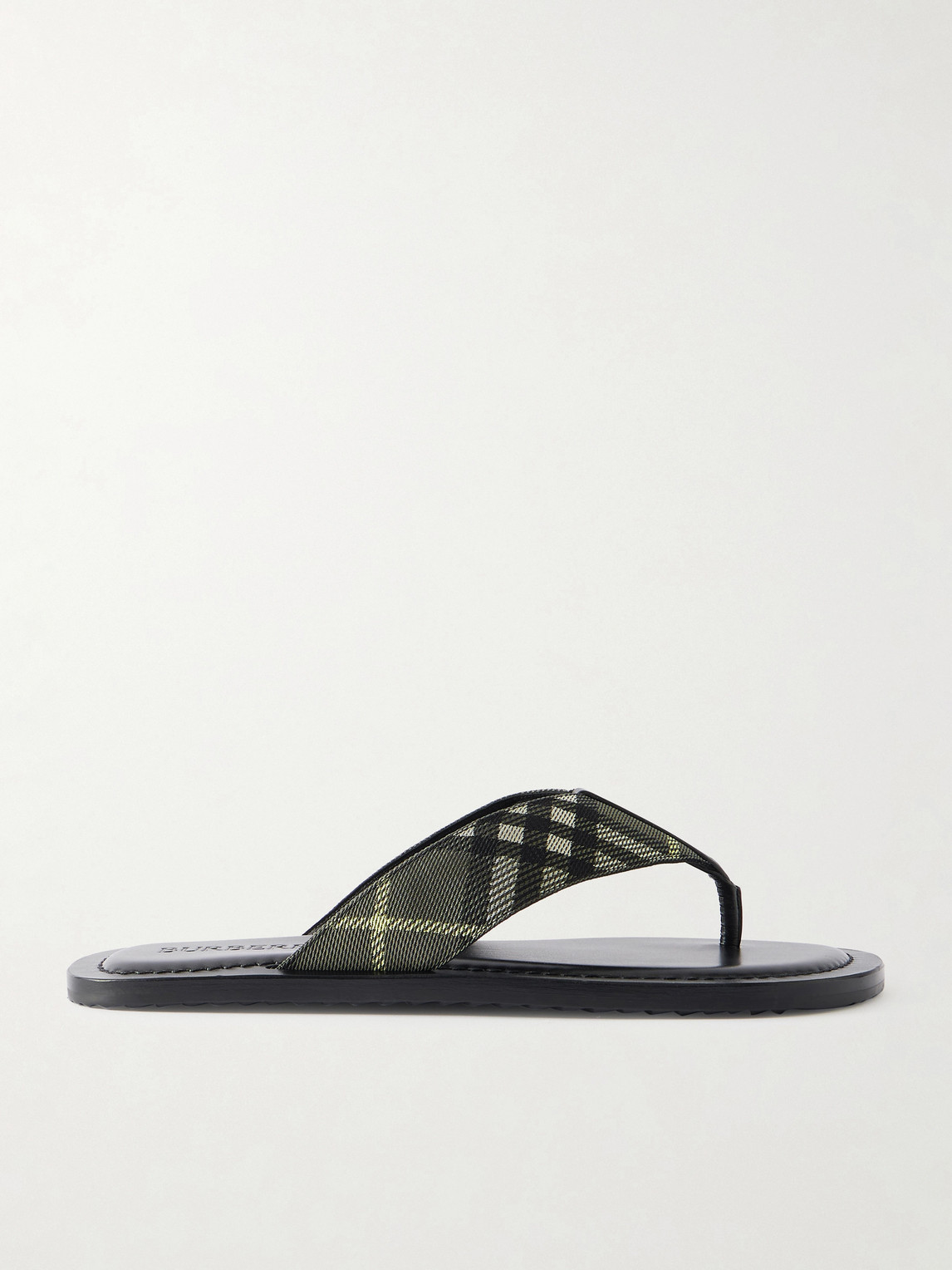 Burberry Pavillon Leather-Trimmed Checked Jacquard Sandals EU 43