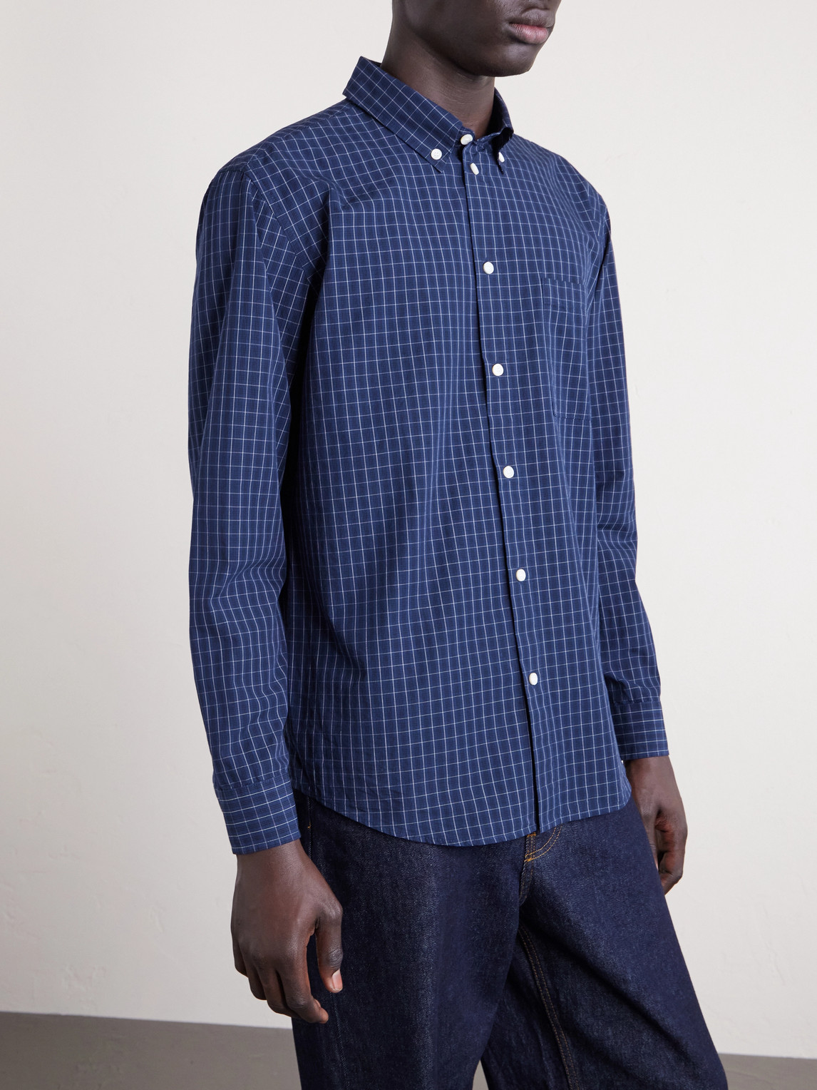  Burberry - Checked Cotton Shirt - Men - Blue - L 