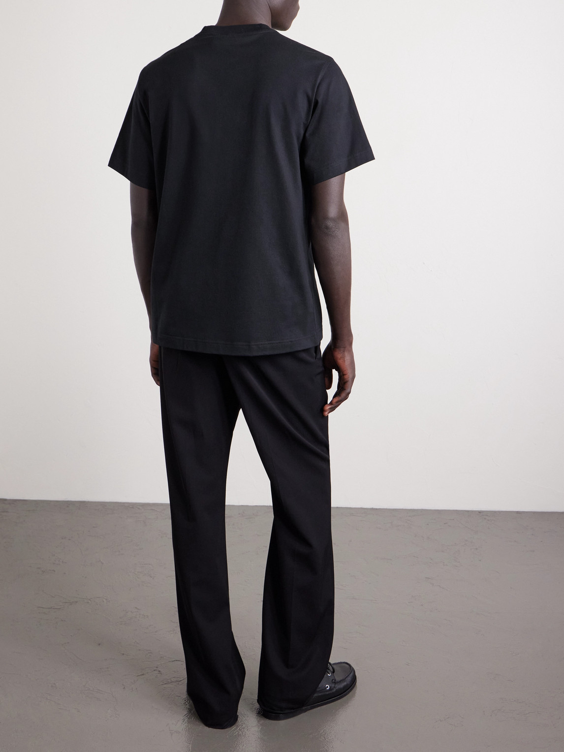 Burberry Men Black Crewneck T-shirt With Ekd And Logo Lettering Embroidery On The Front In Cotton Ma