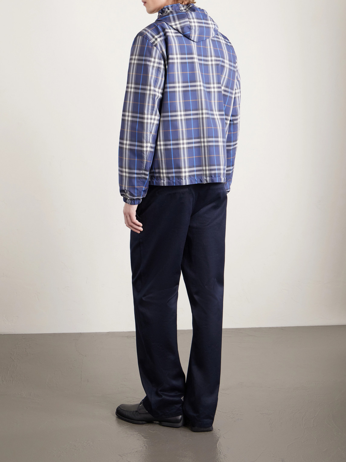  Burberry - Hooded Checked Shell Jacket - Men - Blue - S 