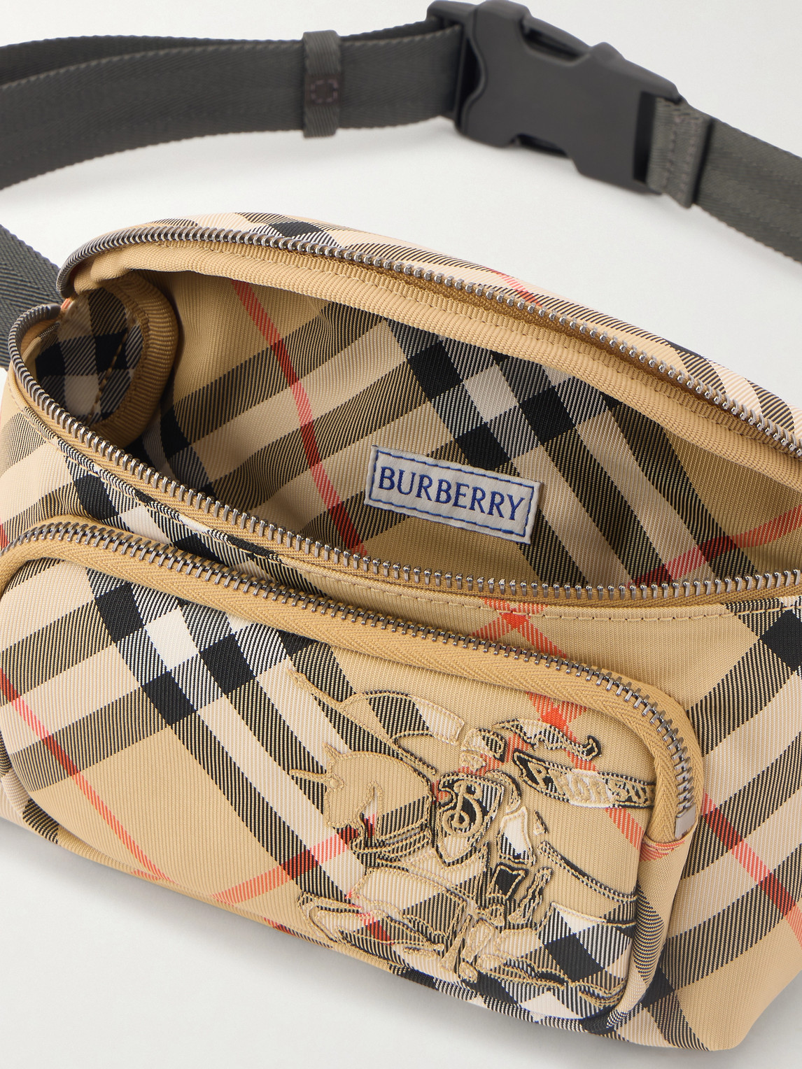 Logo-Appliquéd Checked Twill Belt Bag