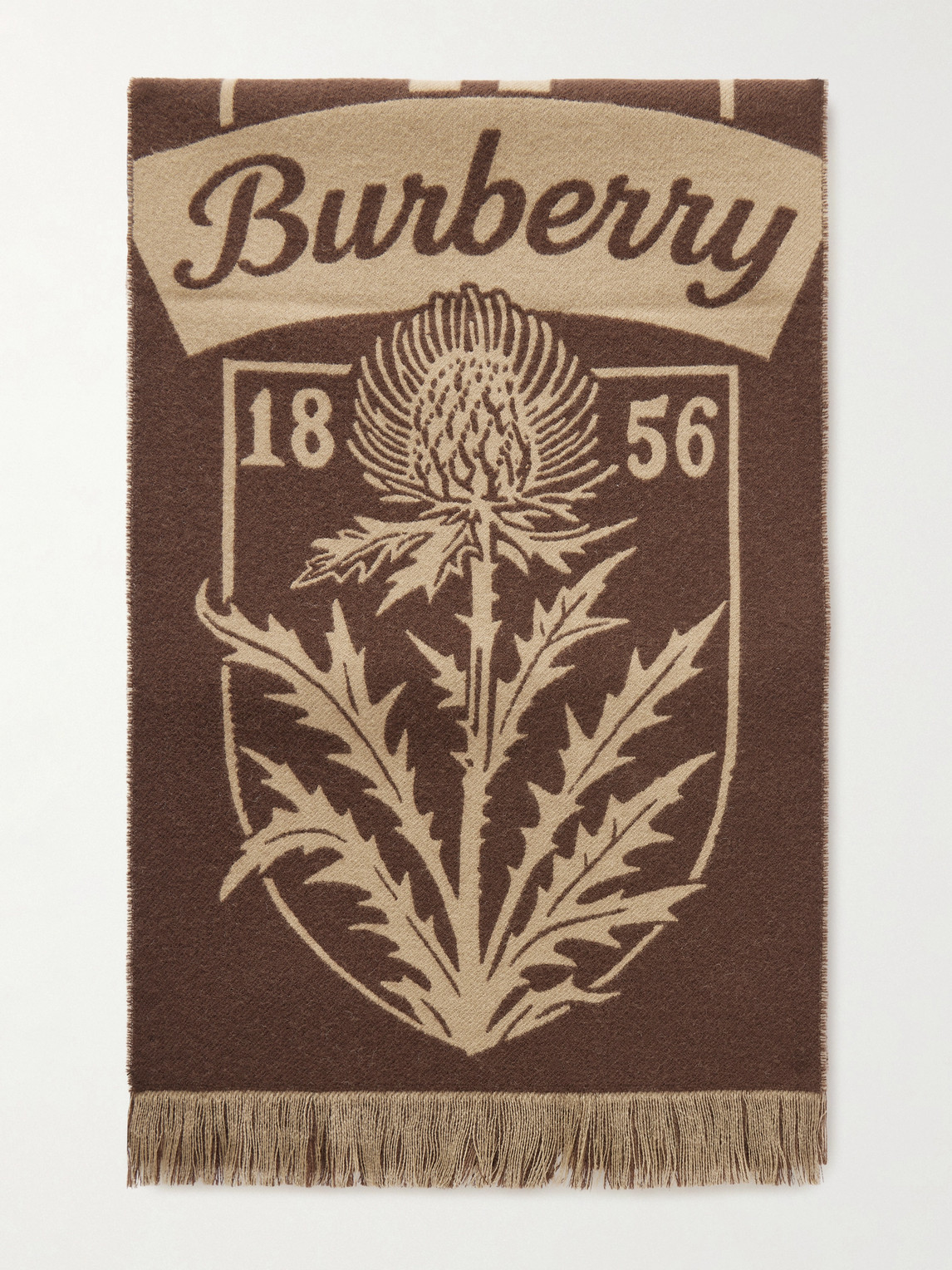 Burberry Logo-Jacquard Fringed Wool Scarf - Men