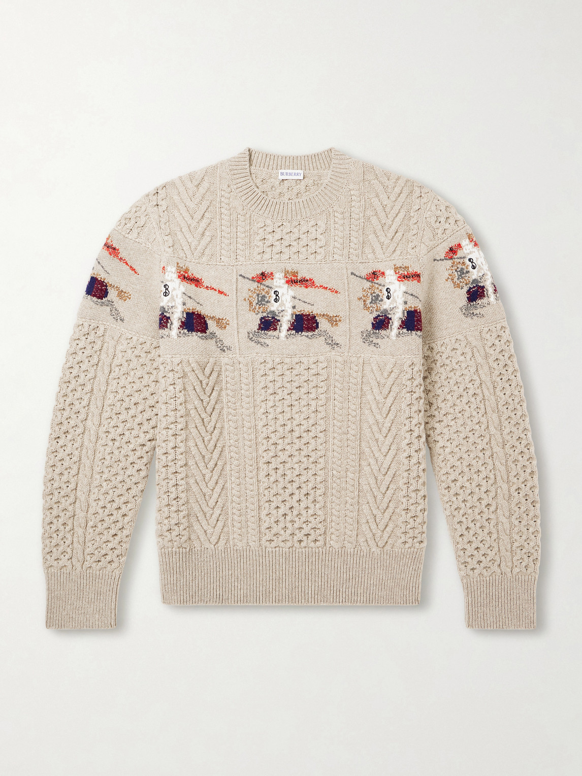 Burberry Logo-Intarsia Cable-Knit Wool and Cashmere-Blend Sweater - Men