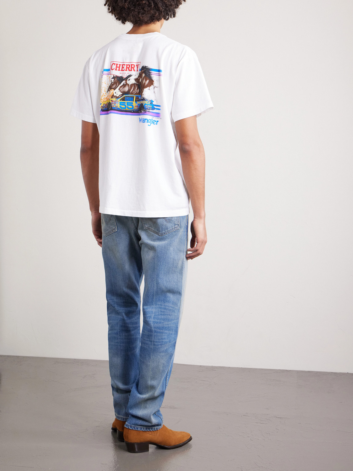  Cherry Los Angeles - Wrangler Horsepower Embroidered Printed Cotton-jersey T-shirt - Men - Neutrals - Xs 