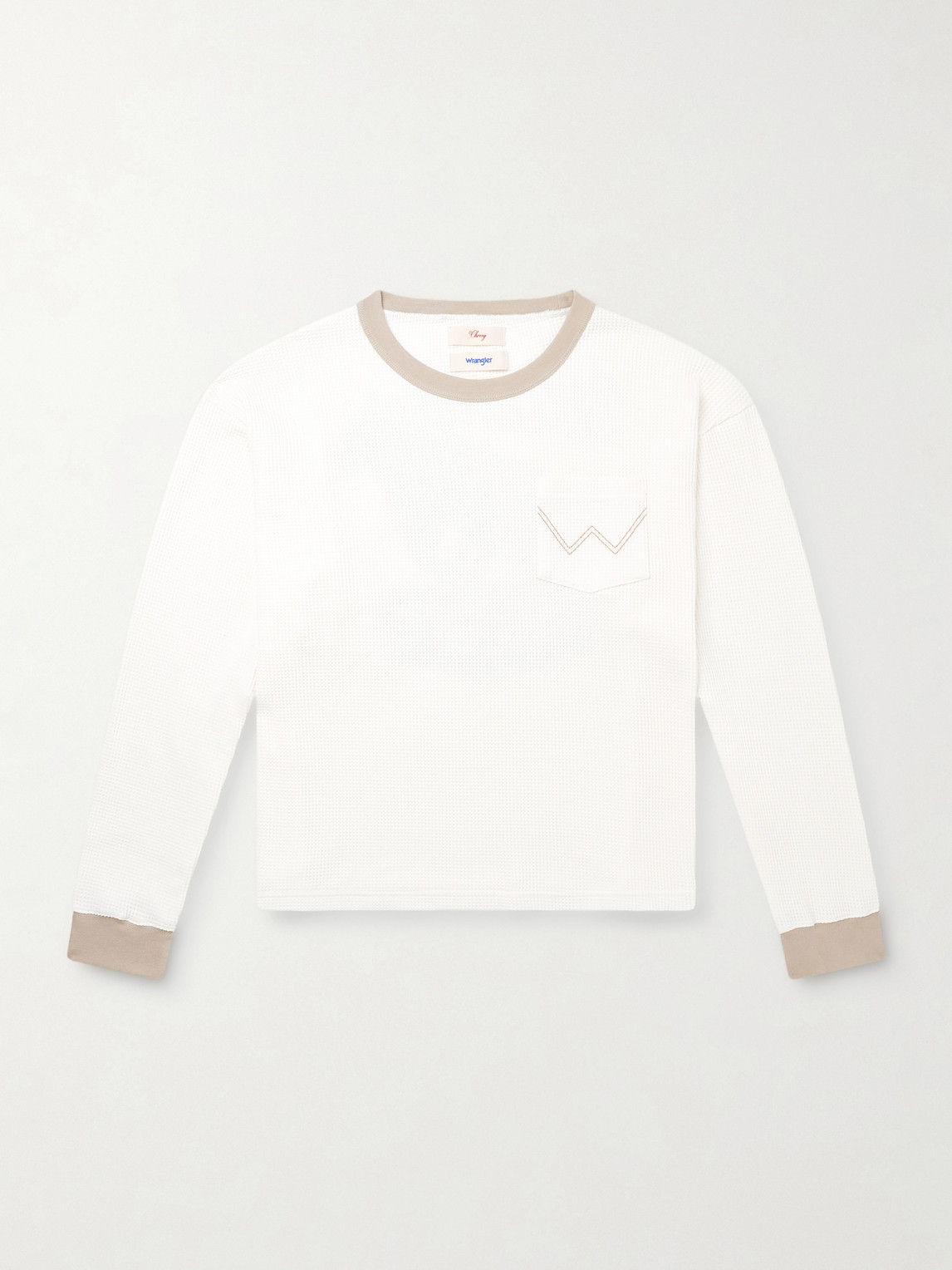 Cherry Los Angeles Wrangler Embroidered Logo-print Waffle-knit Cotton-blend T-shirt In Neutral