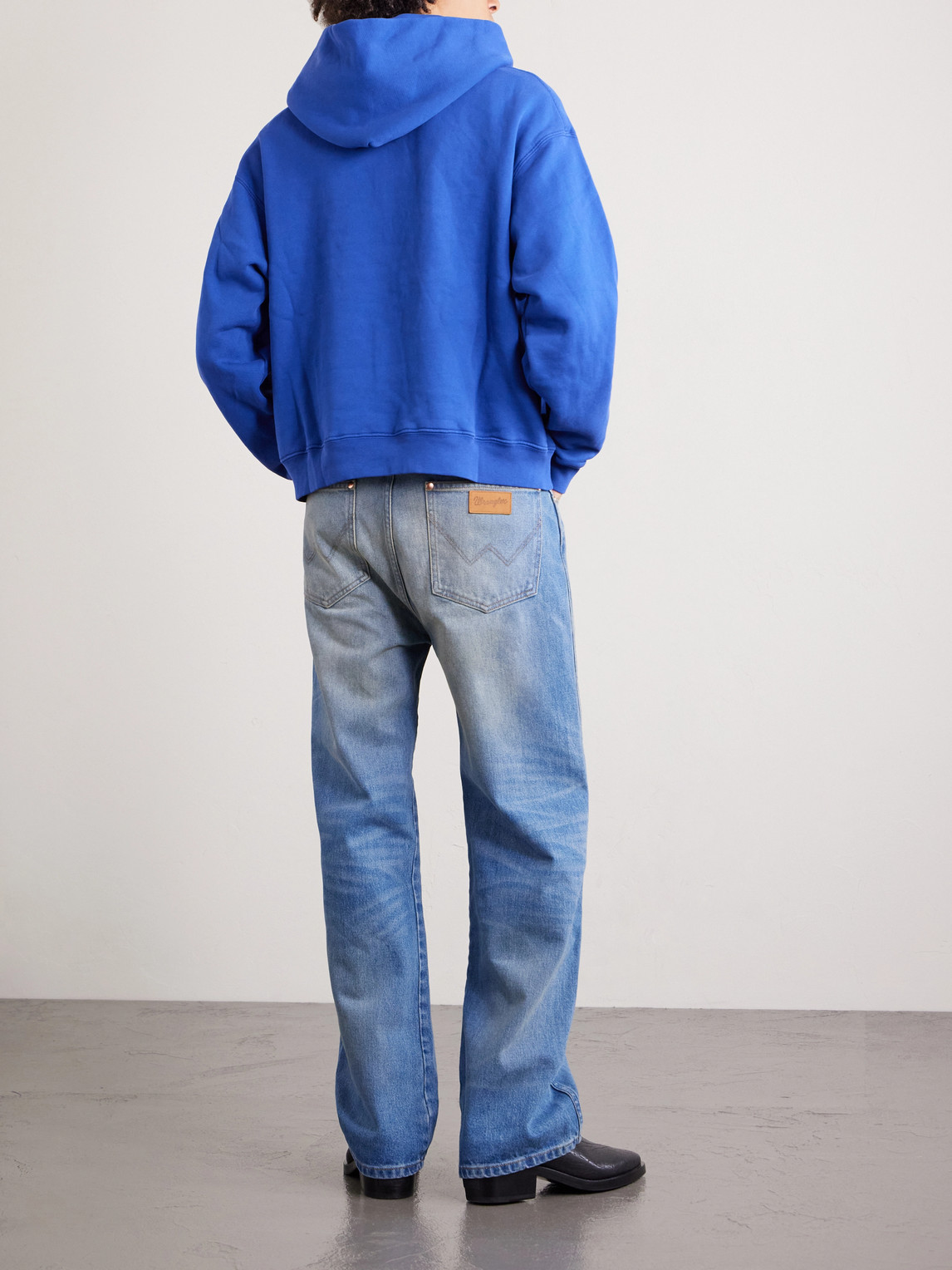  Cherry Los Angeles - Wrangler America's Favorite Logo-embroidered Printed Cotton-fleece Hoodie - Men - Blue - Xs 