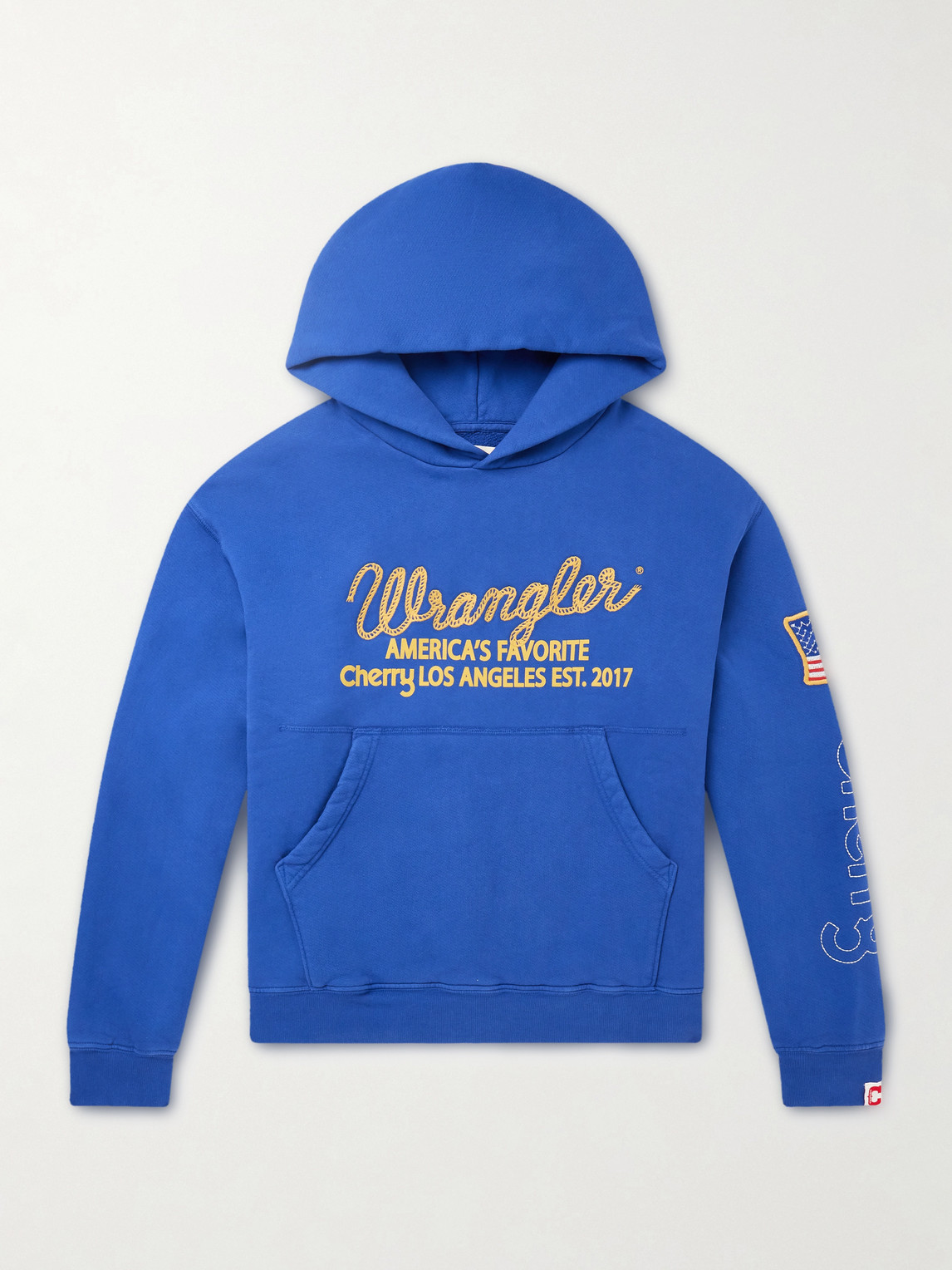 Cherry Los Angeles Wrangler America's Favorite Logo-Embroidered Printed Cotton-Fleece Hoodie - Men