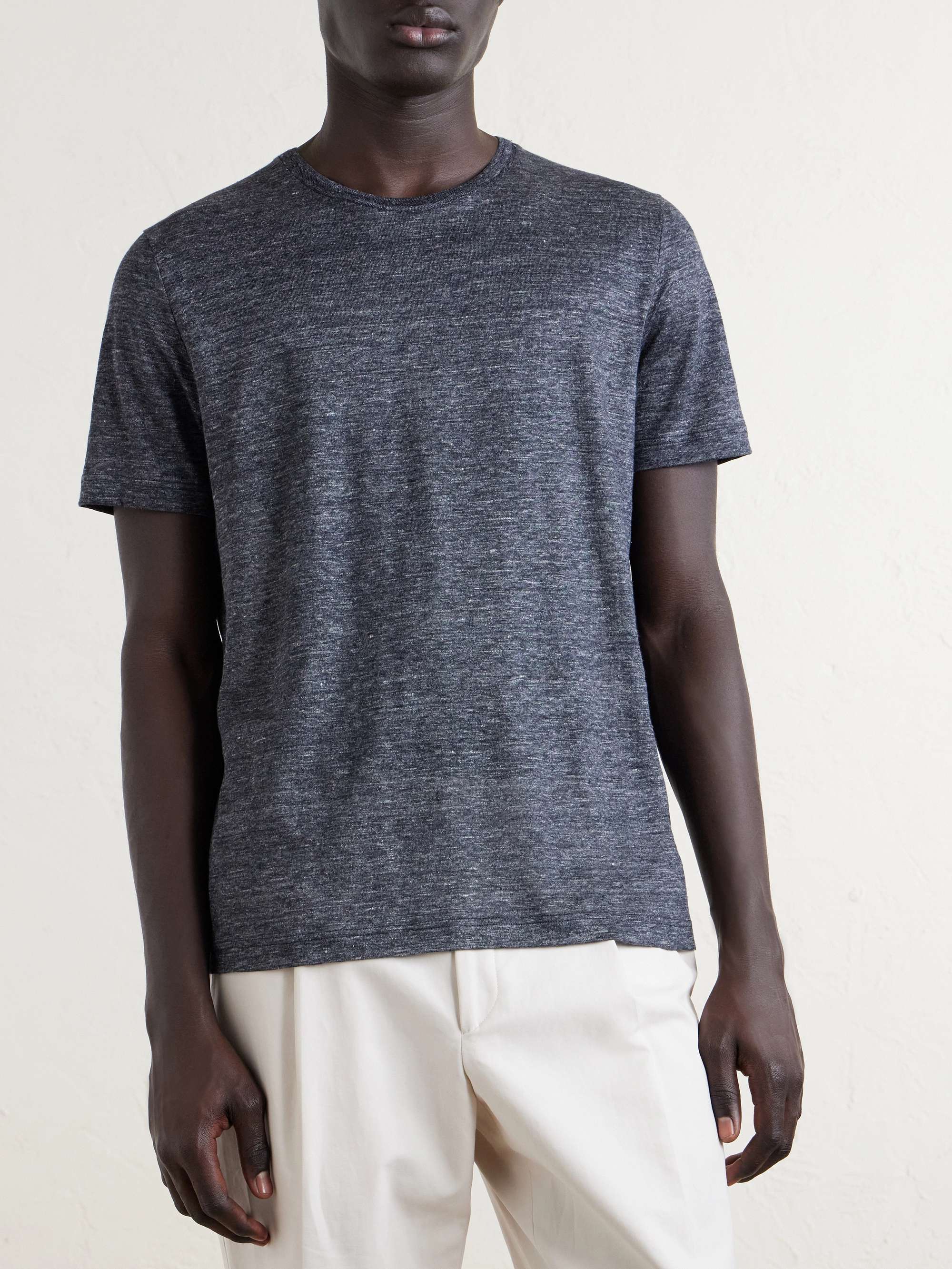 LORO PIANA تي شيرت من كتان الجيرسي