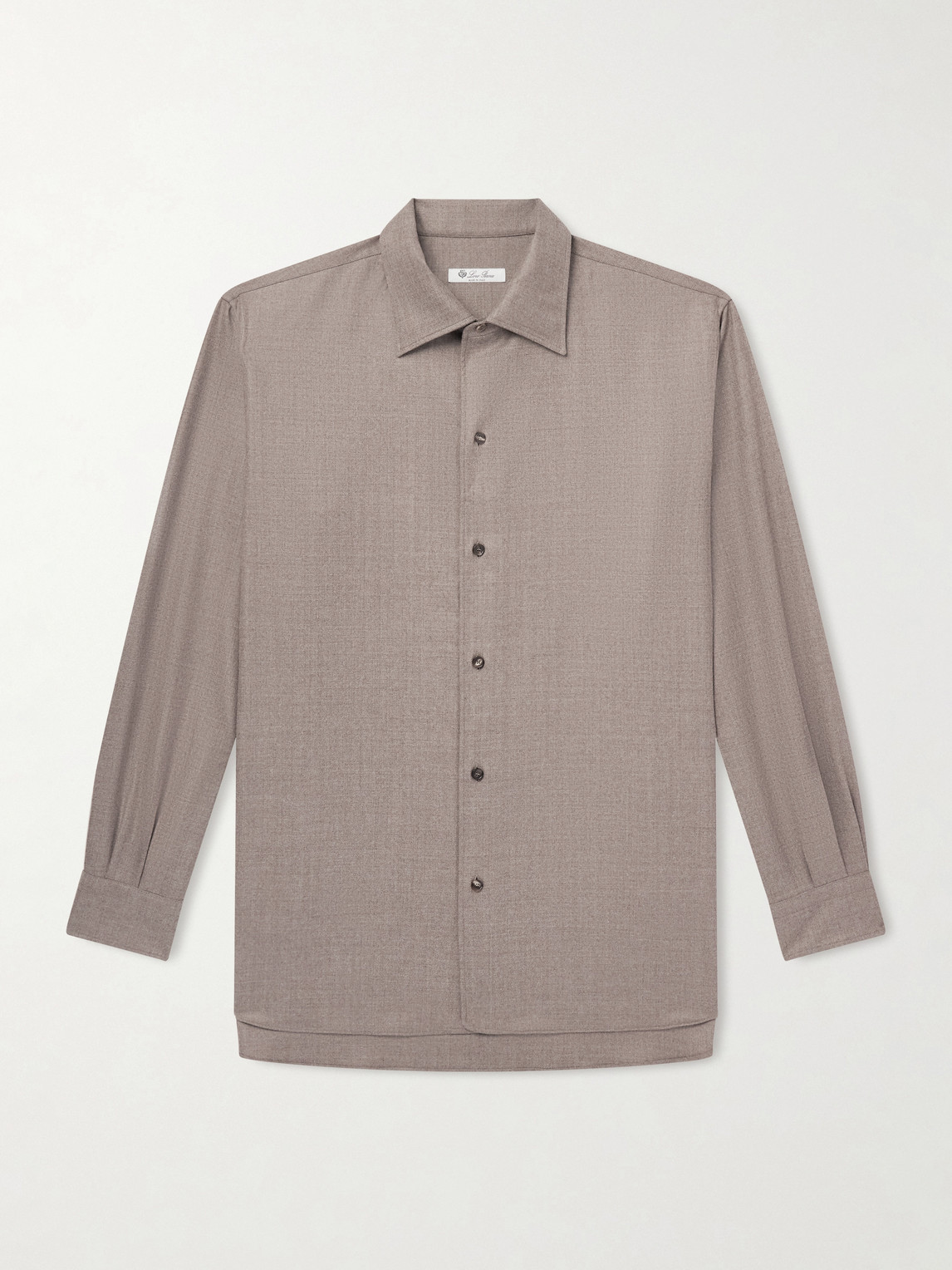 Loro Piana Loro Piana - Franco Leather-Trimmed Virgin Wool Shirt - Men - Neutrals - M aus 100% Virgin Wool in Neutrals