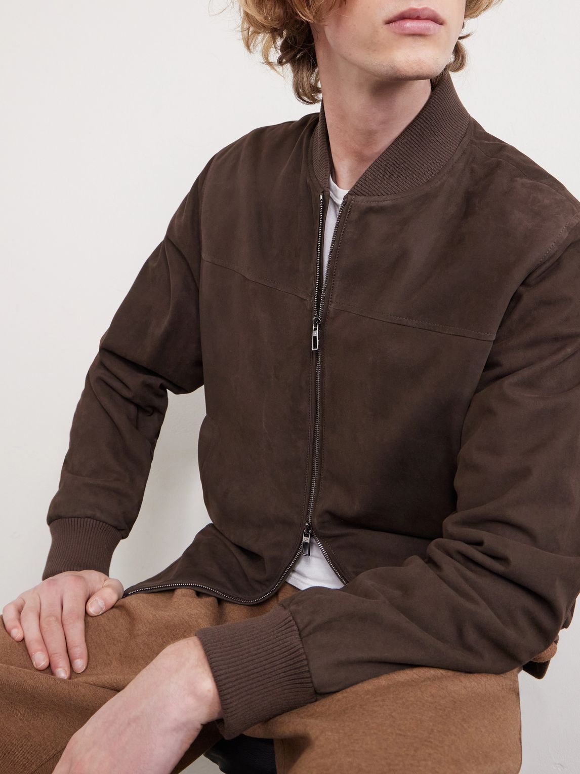 LOROPIANA 아이비 패딩 스웨이드 봄버 자켓