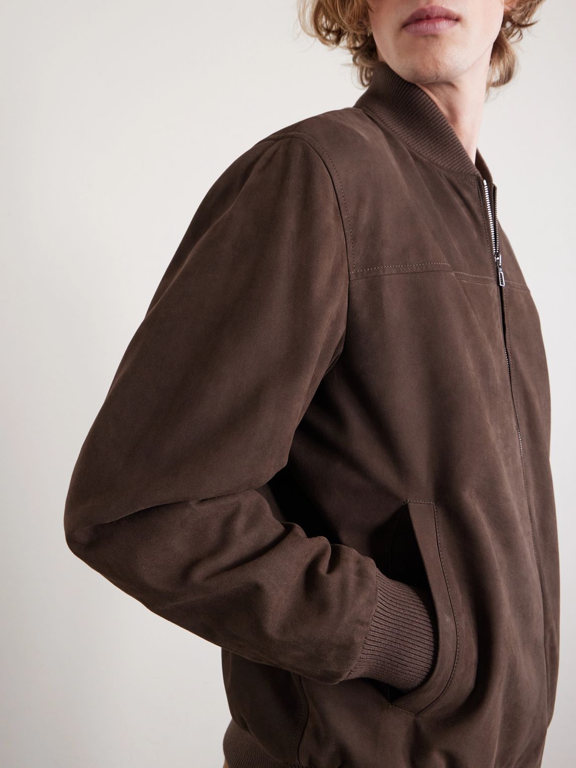 LOROPIANA 아이비 패딩 스웨이드 봄버 자켓