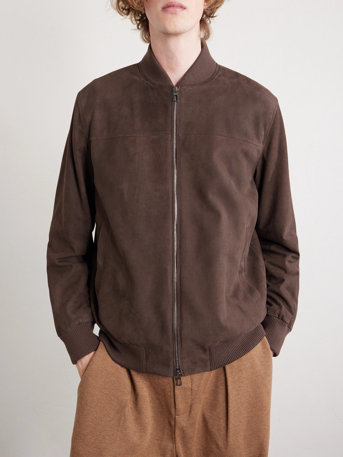 Ivy Padded Suede Bomber Jacket
