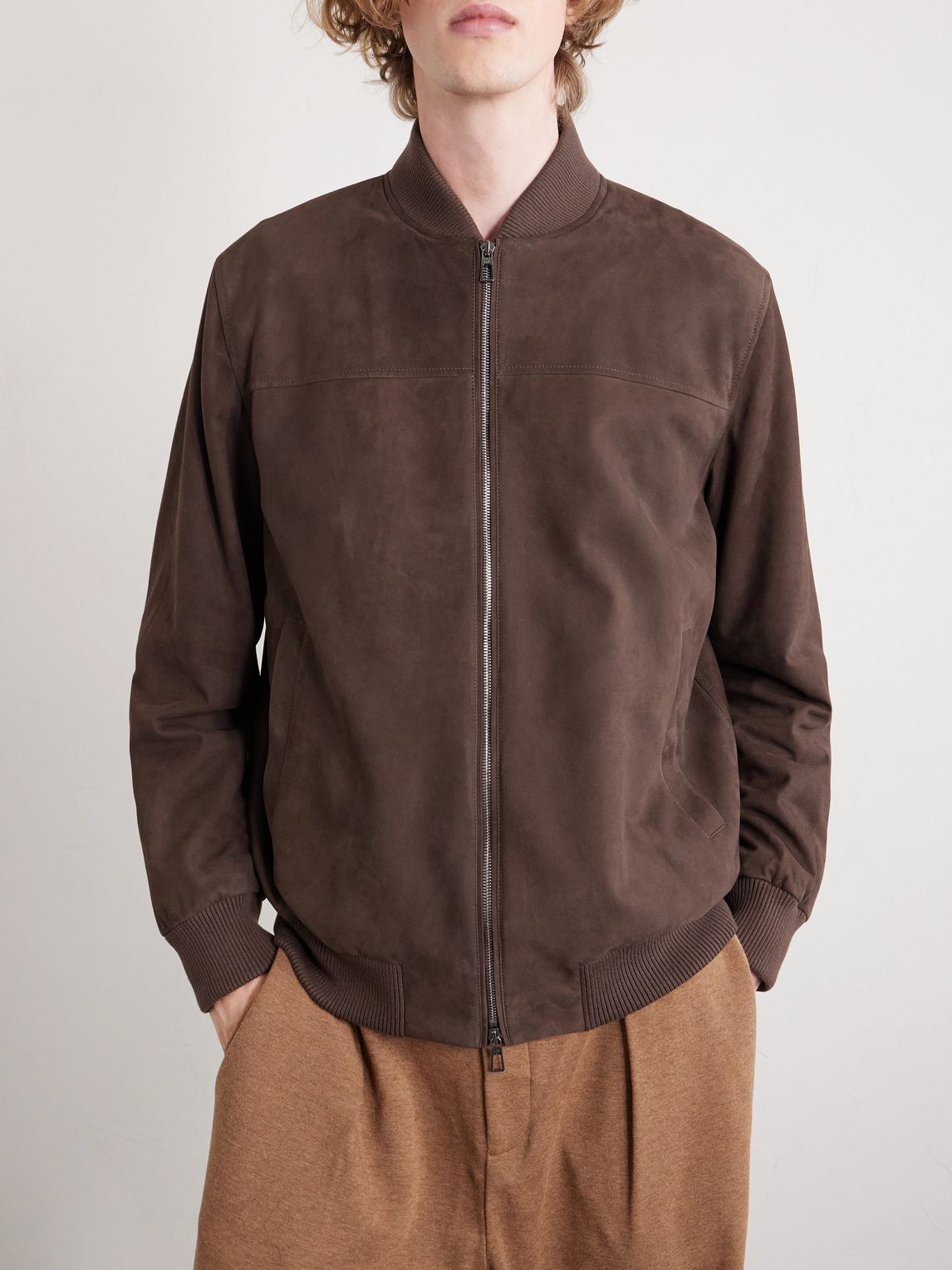 LOROPIANA 아이비 패딩 스웨이드 봄버 자켓