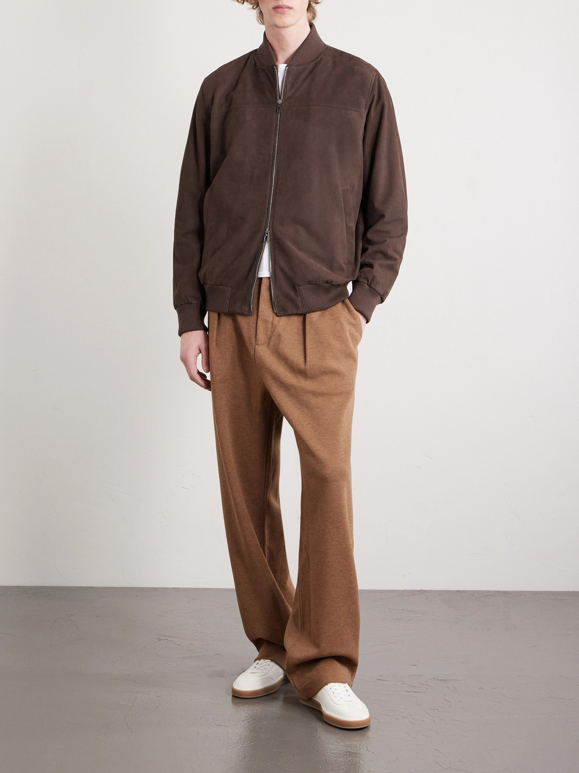 Ivy Padded Suede Bomber Jacket