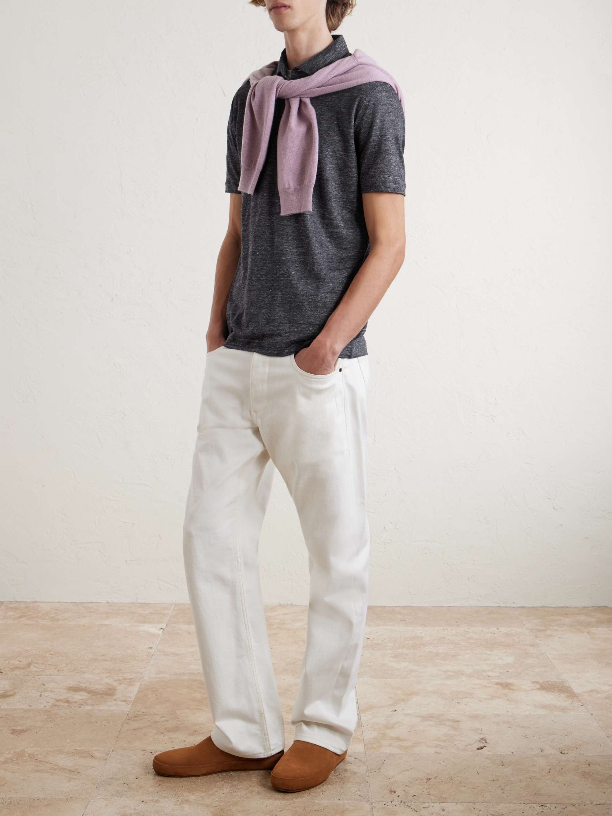 LORO PIANA Linen-Jersey Polo Shirt