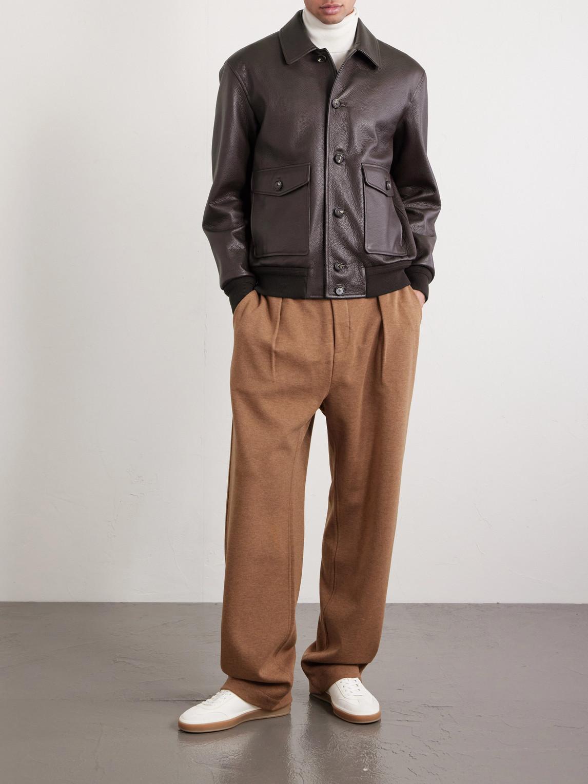 Halden Full-Grain Leather Bomber Jacket