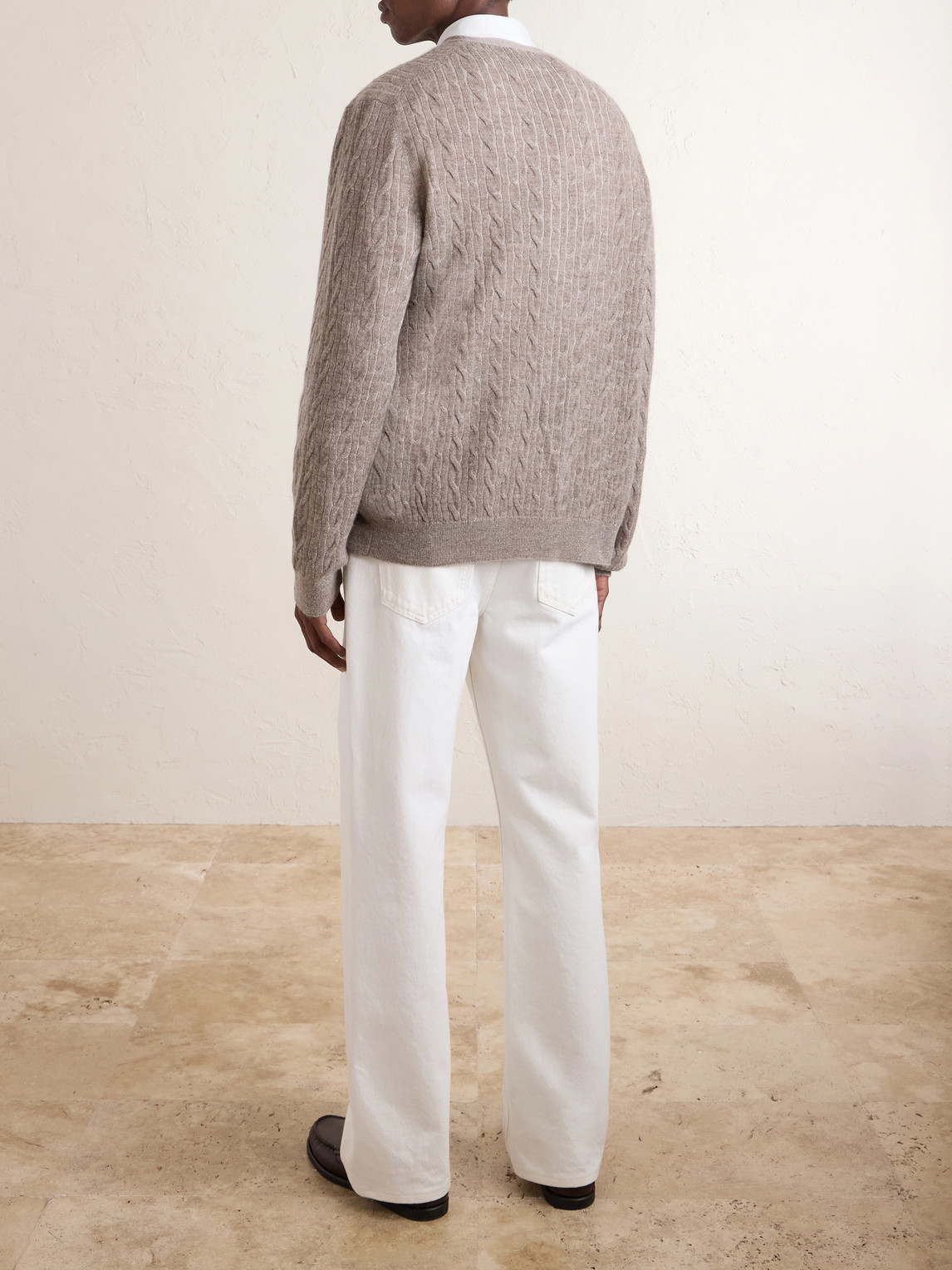  Loro Piana - Walnut Cable-knit Virgin Wool, Cashmere And Silk-blend Cardigan - Men - Neutrals - It 48 