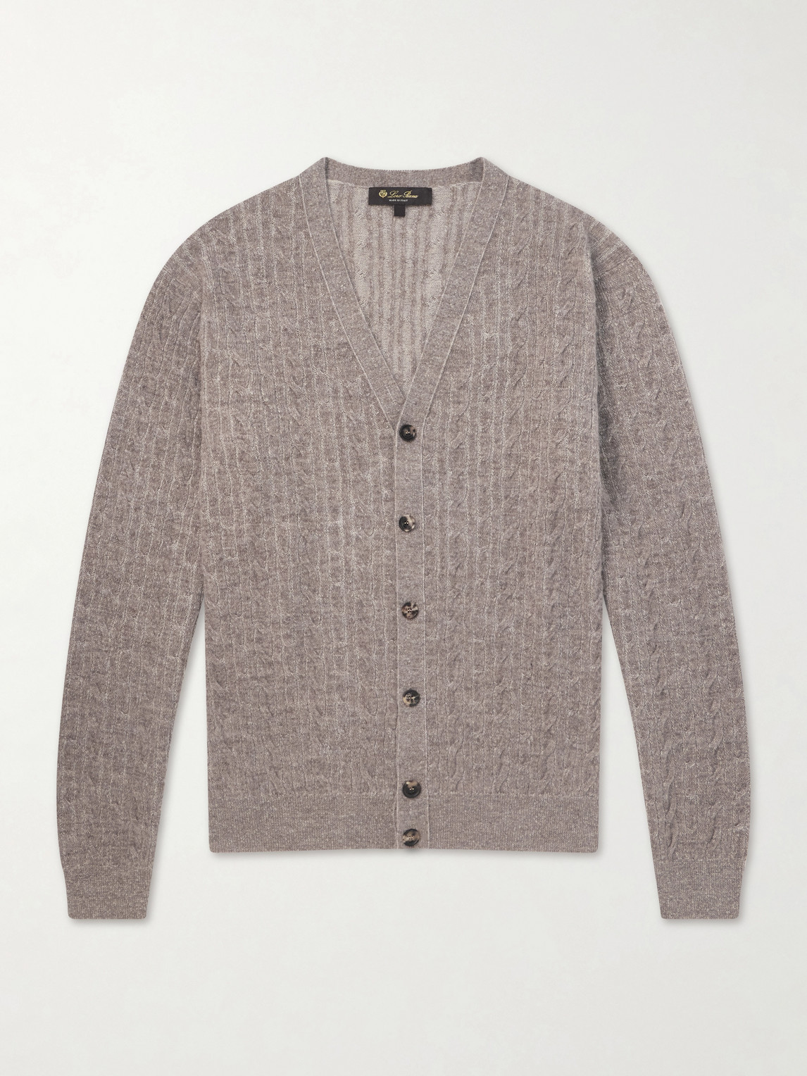 Loro Piana Walnut Cable-Knit Virgin Wool, Cashmere and Silk-Blend Cardigan - Men