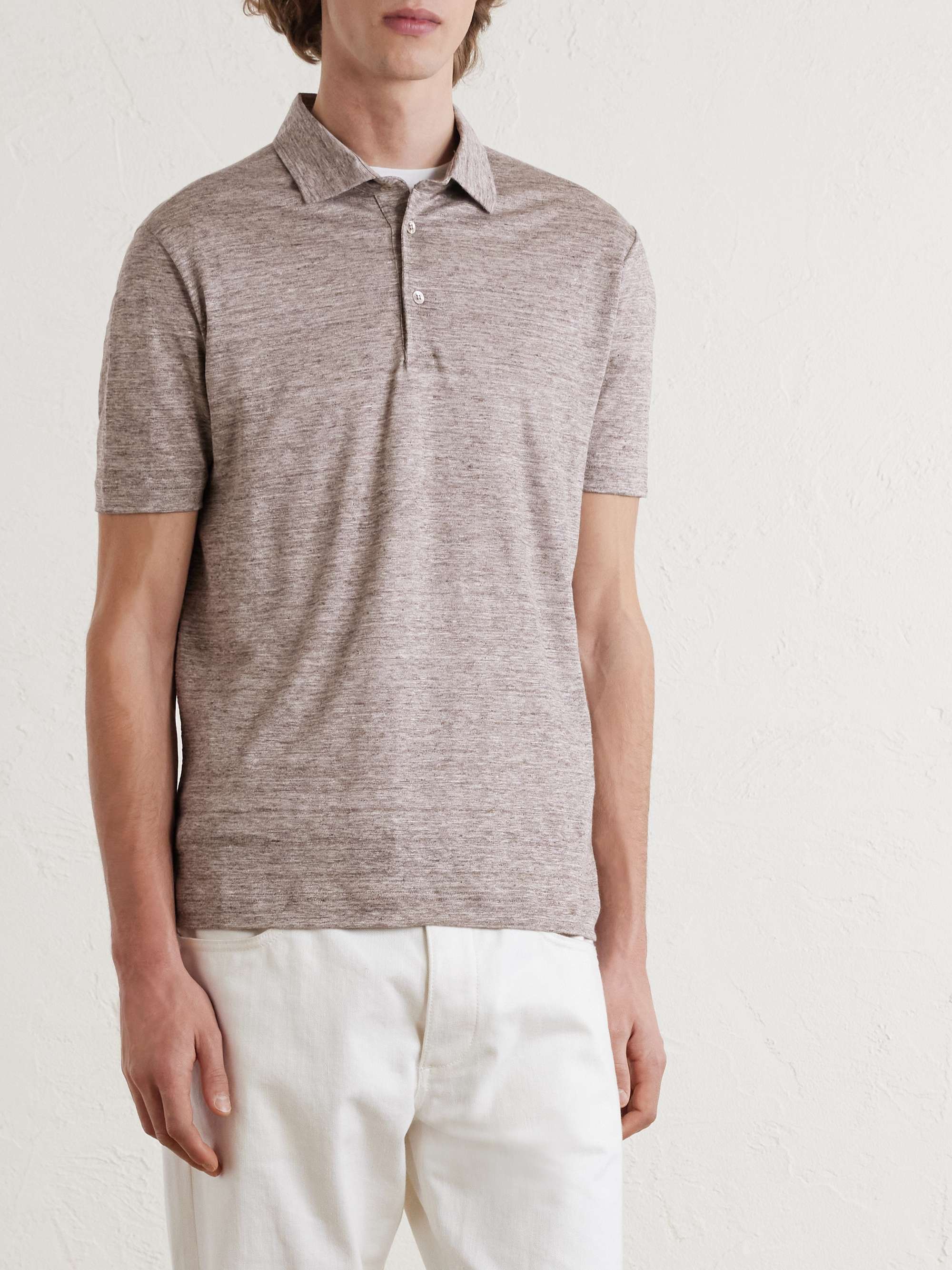 LORO PIANA Linen-Jersey Polo Shirt