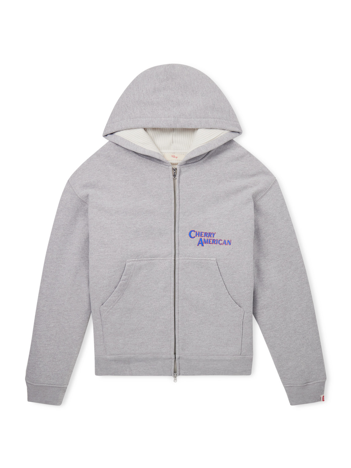 Cherry Los Angeles Logo-print Cotton-blend Jersey Zip-up Hoodie In Gray