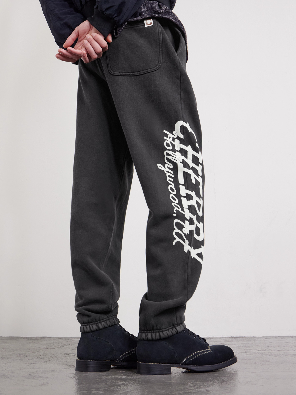 Cherry Los Angeles Hollywood Logo-print Appliquéd Cotton-jersey Sweatpants In Black