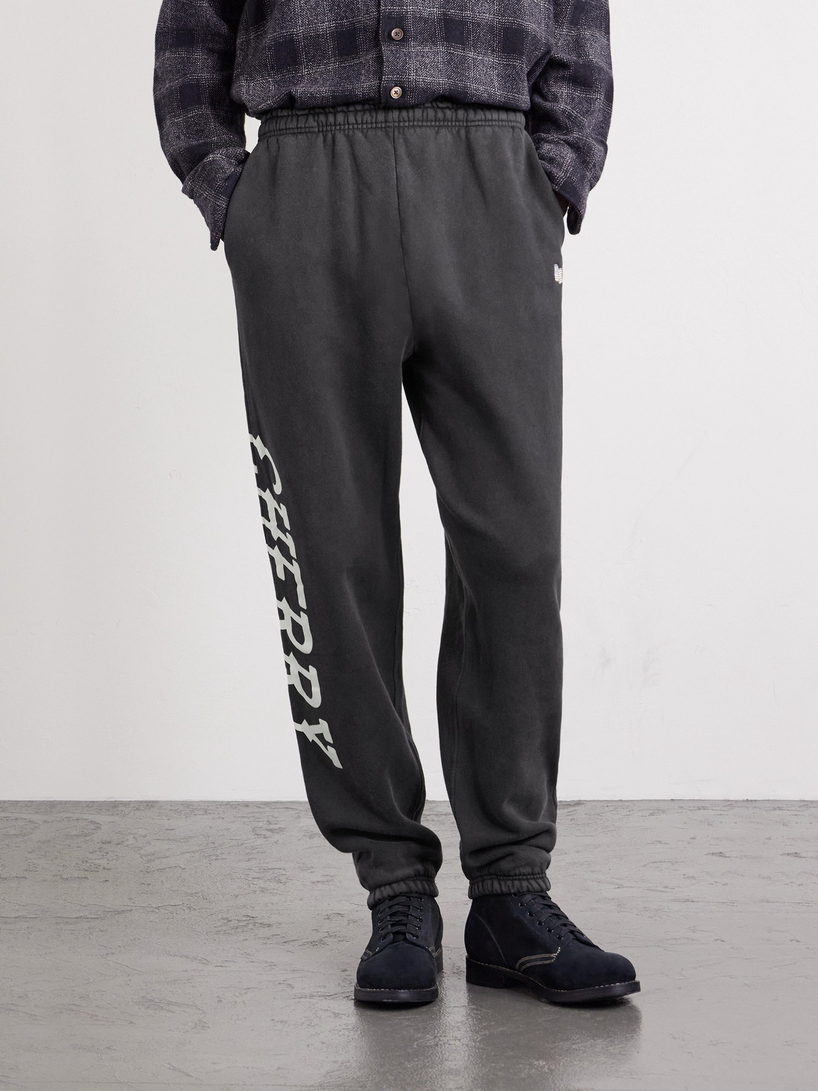 Cherry Los Angeles Hollywood Logo-print Appliquéd Cotton-jersey Sweatpants In Black