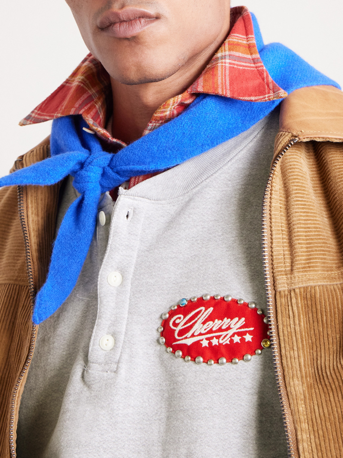 Cherry Los Angeles Five Star Studded Logo-embroidered Cotton-blend Sweater In Multi