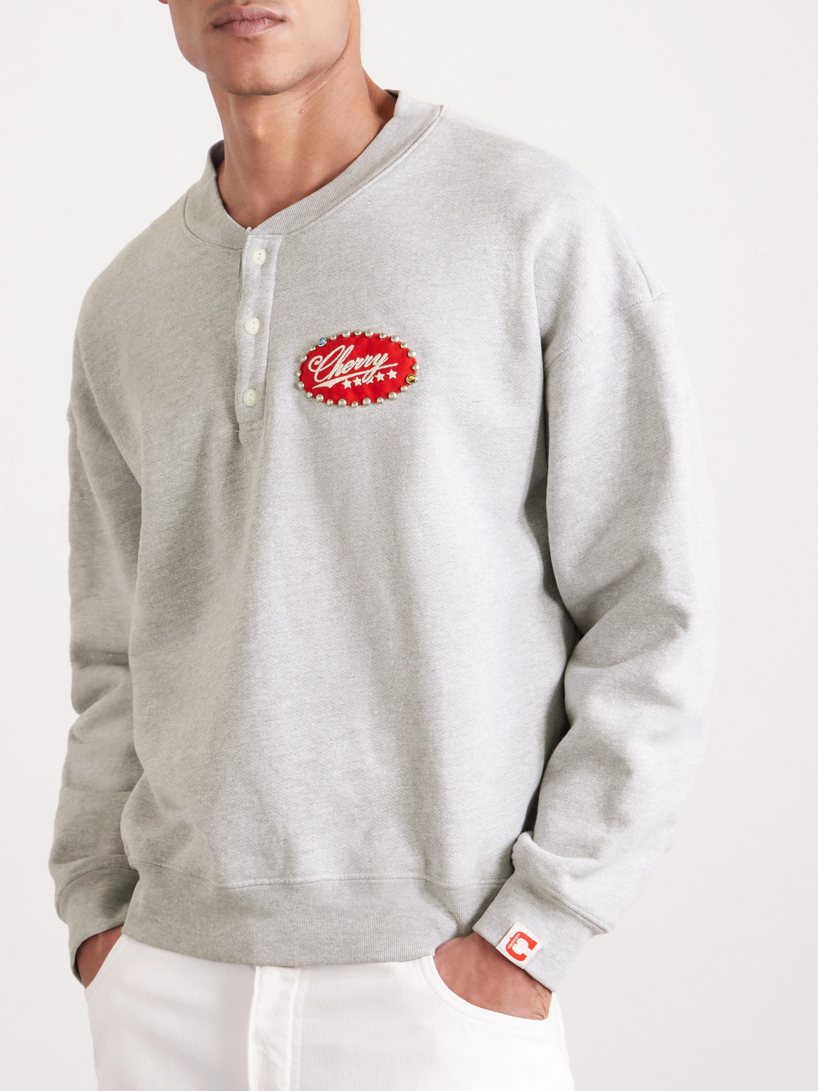 Cherry Los Angeles Five Star Studded Logo-embroidered Cotton-blend Sweater In Multi