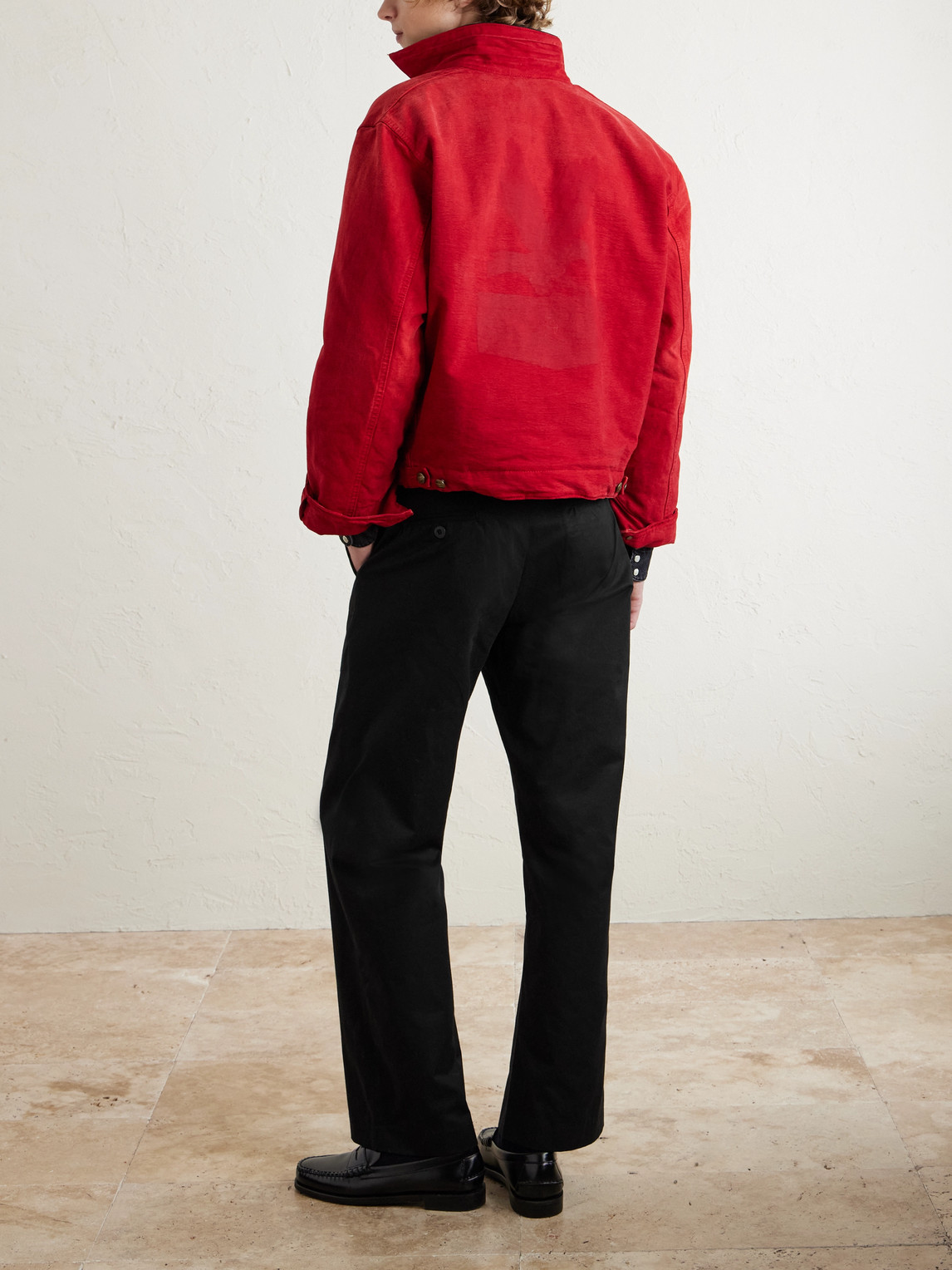 Cherry Los Angeles Straight-leg Cotton-twill Chinos In Black