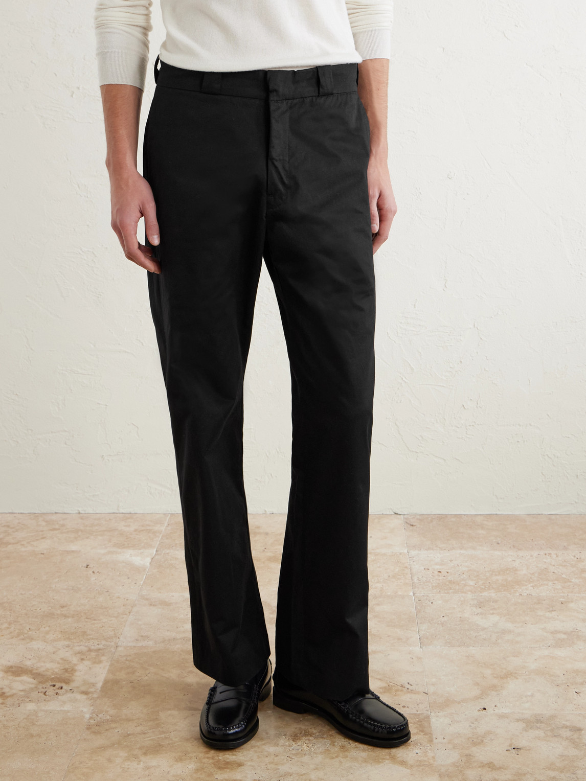 Cherry Los Angeles Straight-leg Cotton-twill Chinos In Black