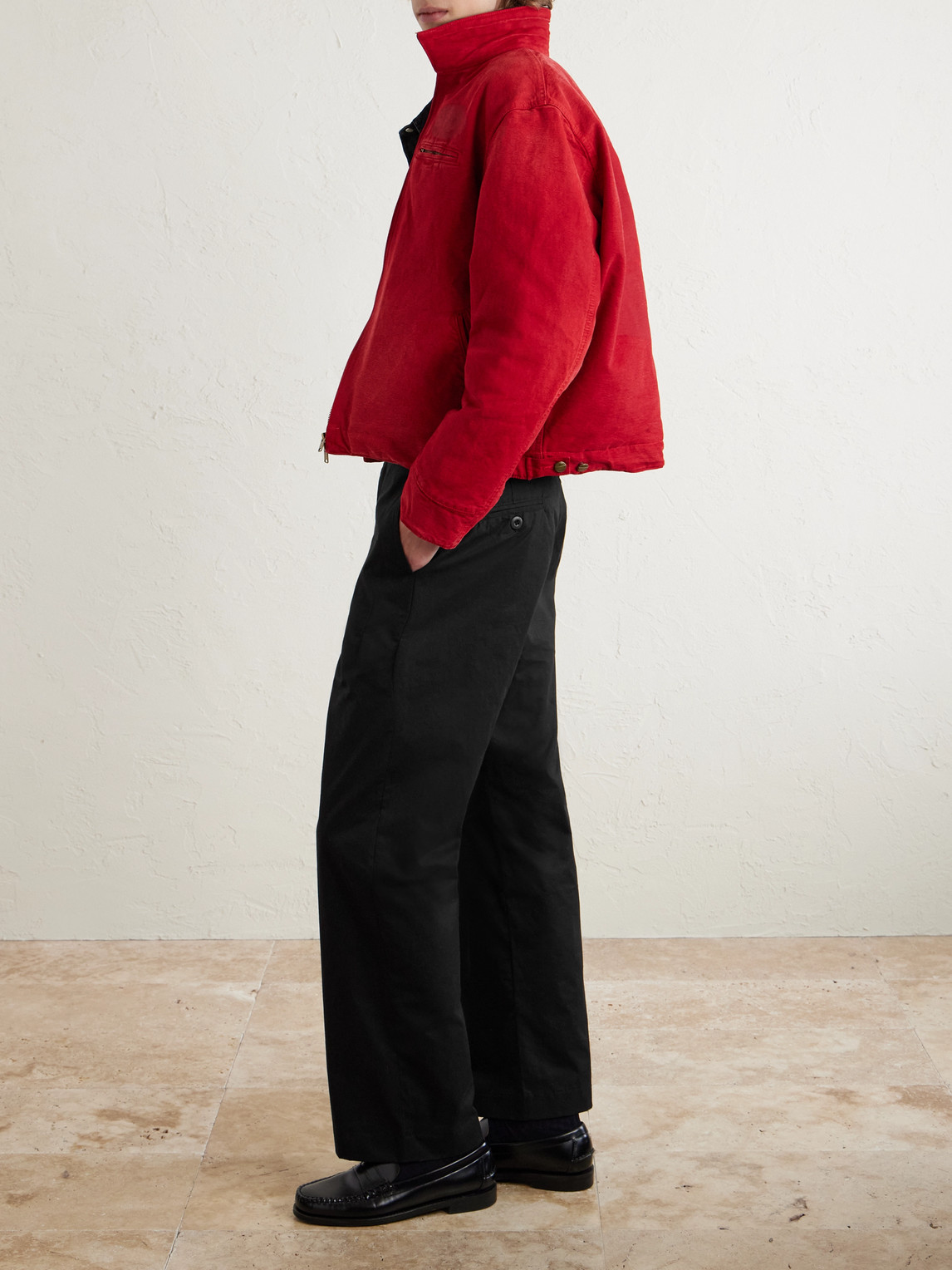 Cherry Los Angeles Straight-leg Cotton-twill Chinos In Black