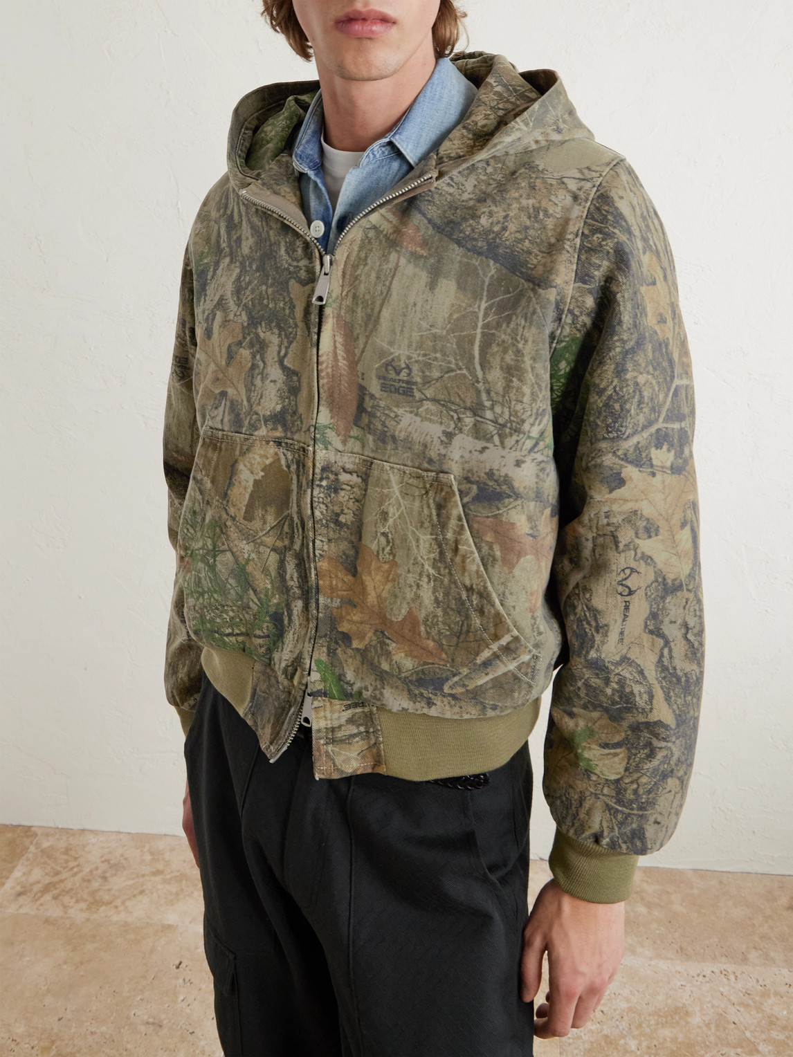 Cherry Los Angeles Padded Printed Cotton-twill Hooded Bomber Jacket In Green