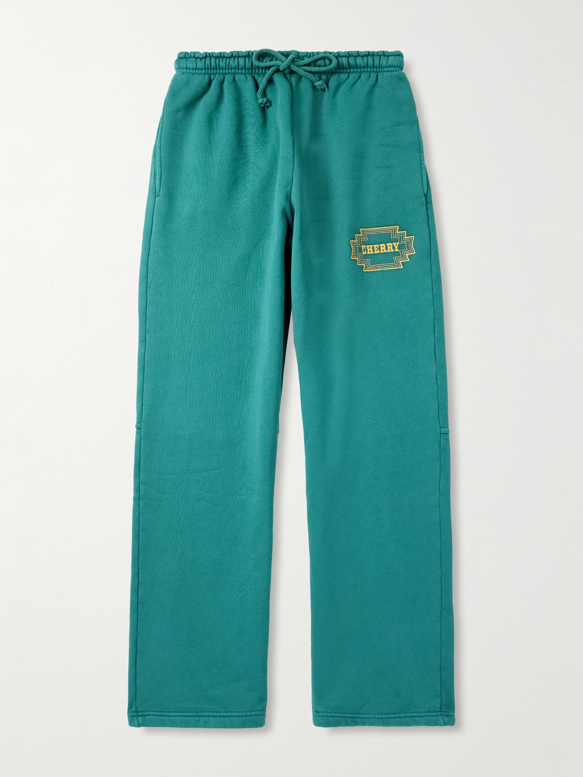 Cherry Los Angeles Navajo Straight-Leg Logo-Embroidered Cotton-Jersey Sweatpants - Men