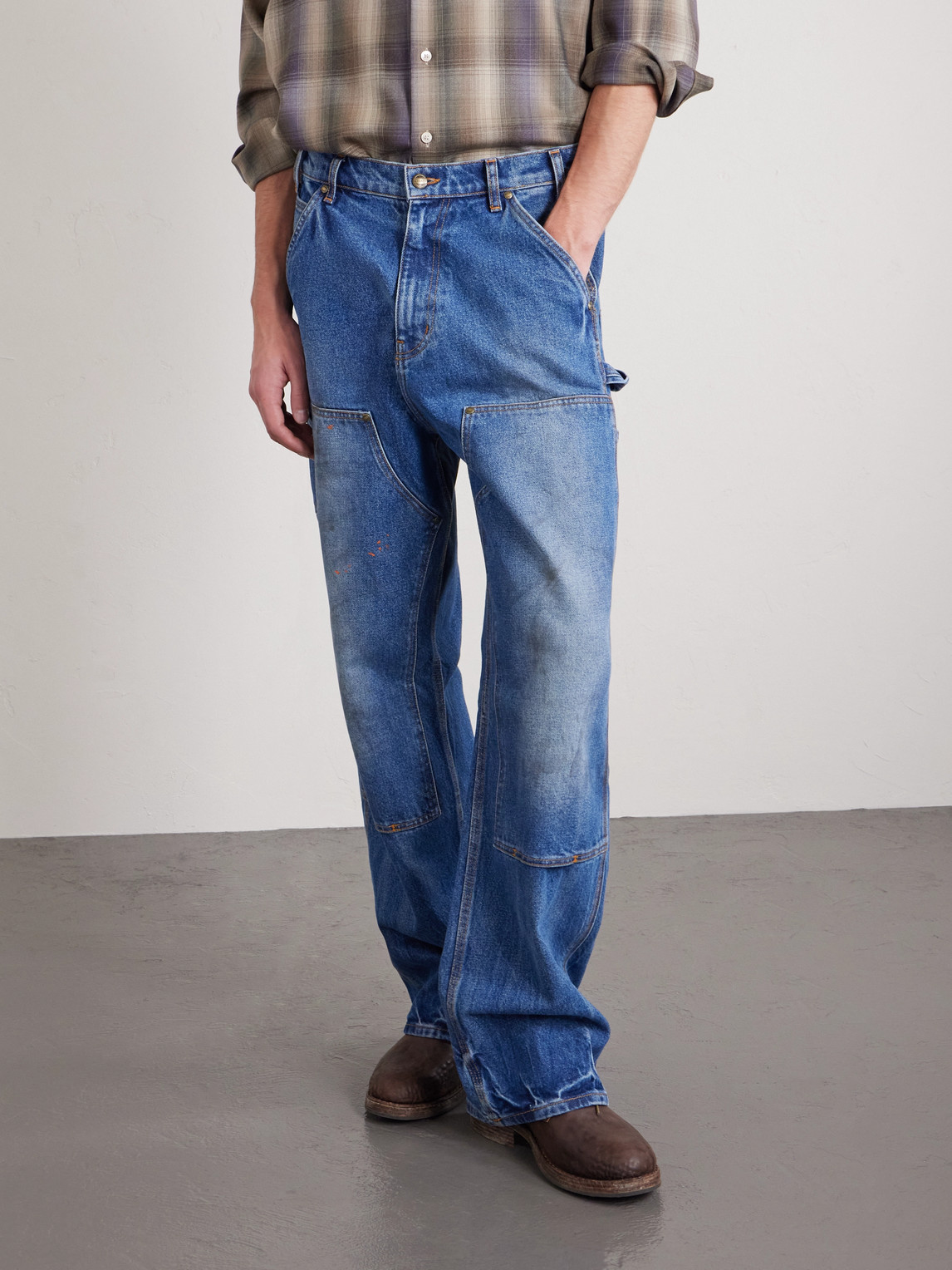 Cherry Los Angeles Carpenter Wide-leg Jeans In Blue