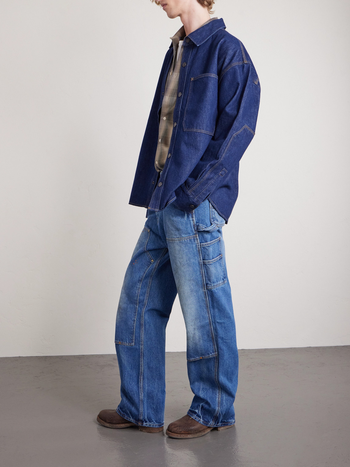 Cherry Los Angeles Carpenter Wide-leg Jeans In Blue