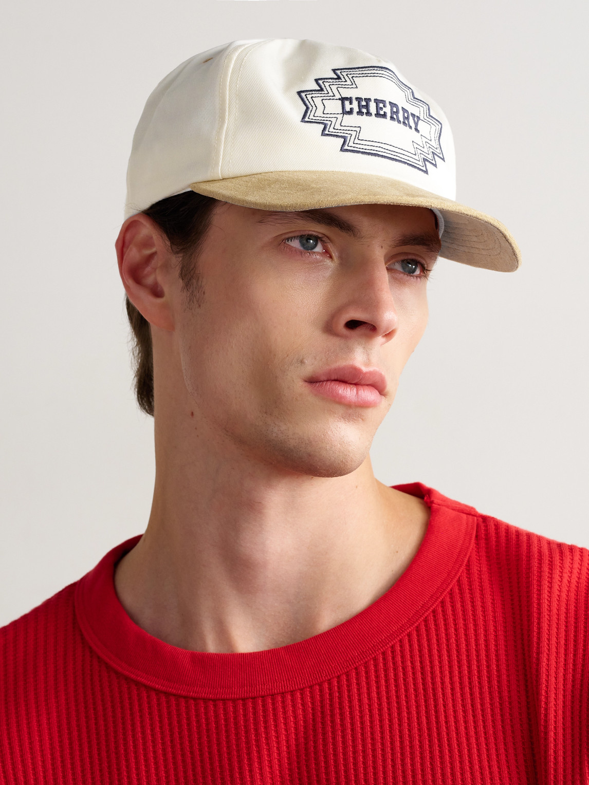 Cherry Los Angeles Navajo Suede-trimmed Logo-embroidered Twill Baseball Cap In Gold