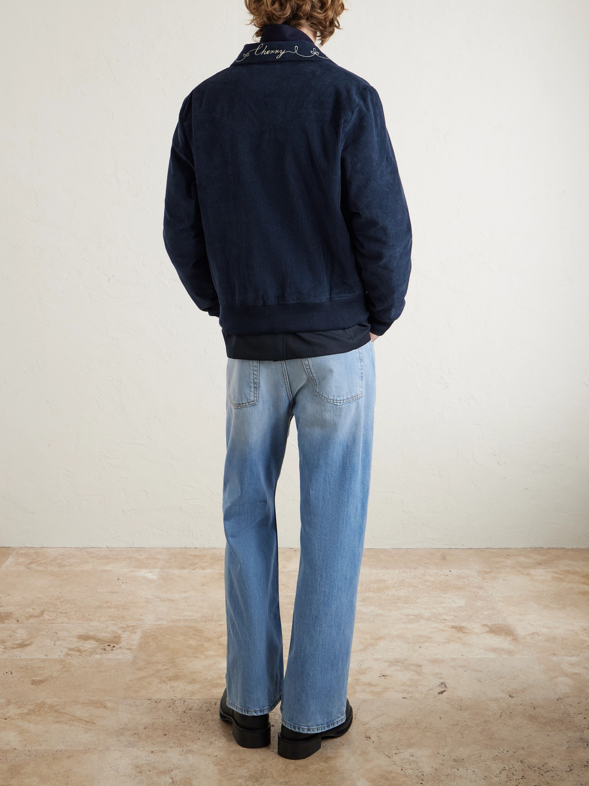 Cherry Los Angeles Charro Logo-embroidered Cotton-corduroy Jacket In Blue