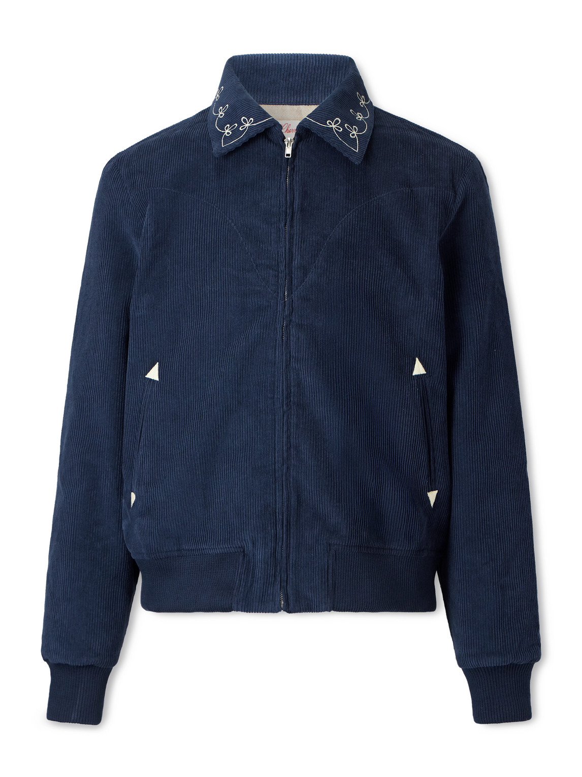 Cherry Los Angeles Charro Logo-embroidered Cotton-corduroy Jacket In Blue