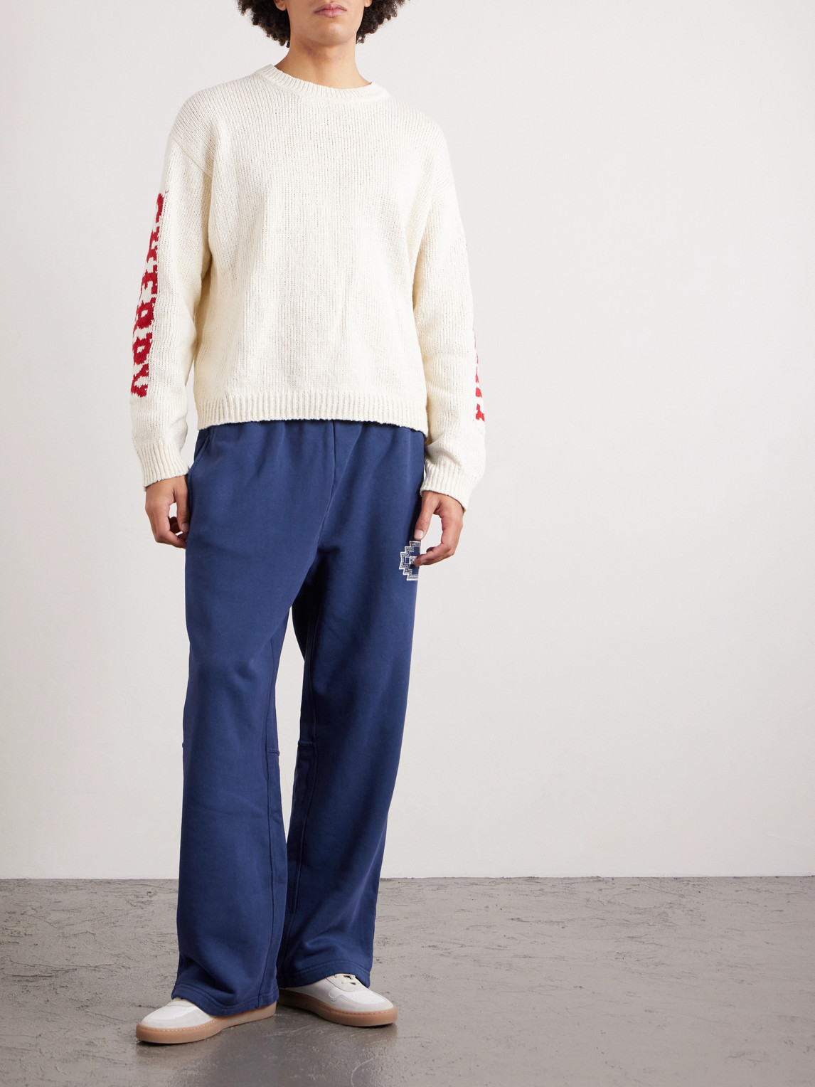 Cherry Los Angeles Navajo Straight-leg Logo-embroidered Cotton-jersey Sweatpants In Blue
