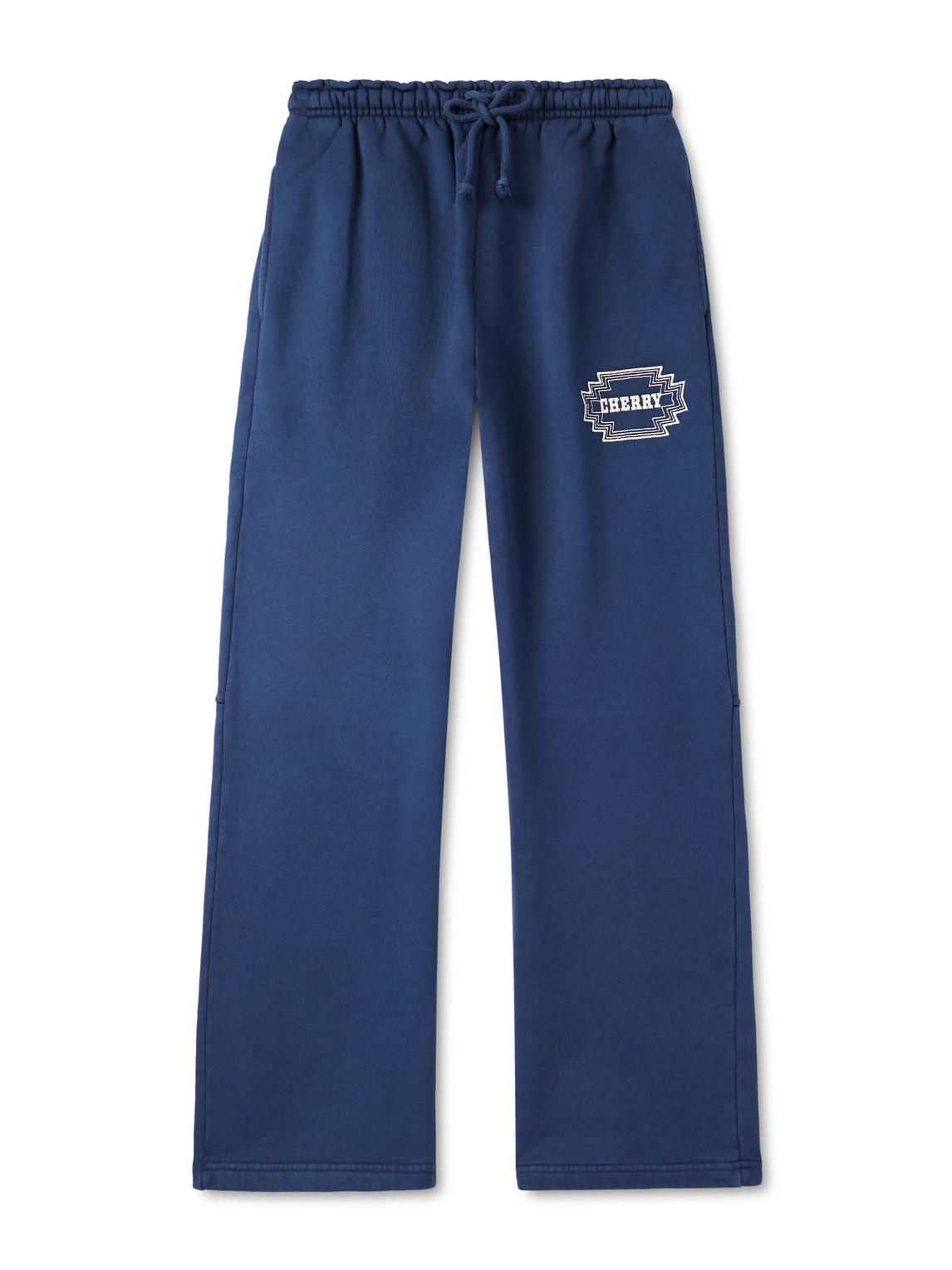 Cherry Los Angeles Navajo Straight-leg Logo-embroidered Cotton-jersey Sweatpants In Blue