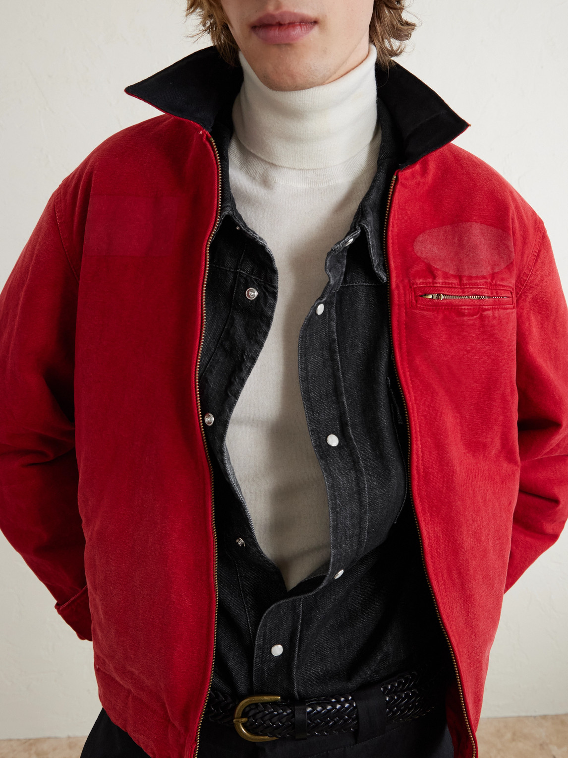 Cherry Los Angeles Logo-embroidered Denim Western Shirt In Black