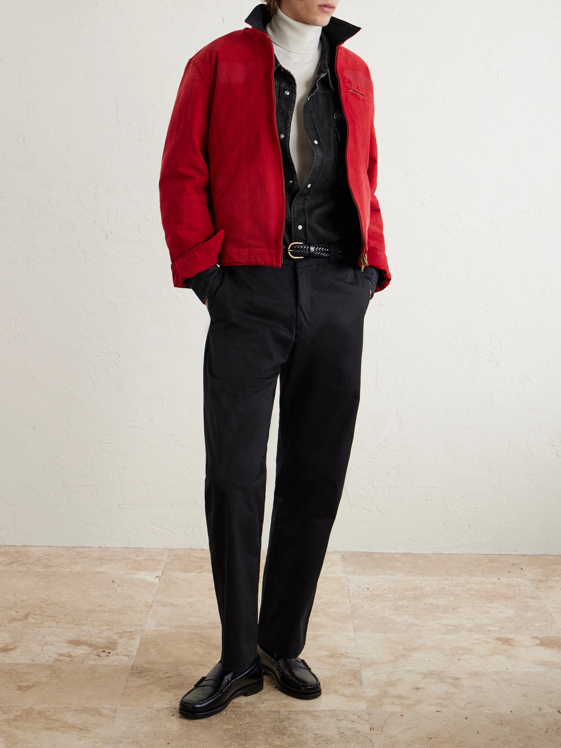 Cherry Los Angeles Logo-embroidered Denim Western Shirt In Black