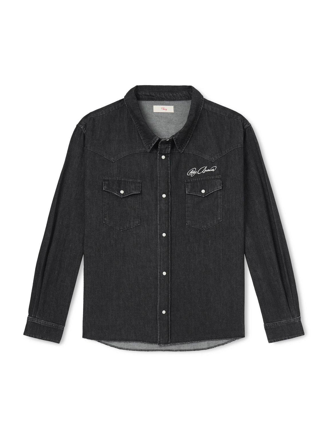 Cherry Los Angeles Logo-embroidered Denim Western Shirt In Black