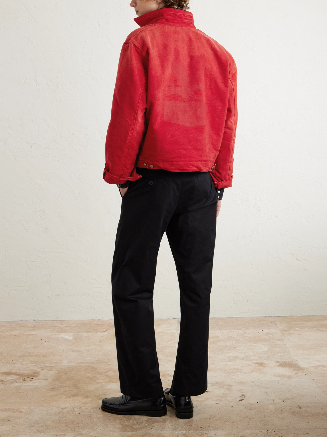 Cherry Los Angeles Sun Faded Padded Denim Chore Jacket In Red